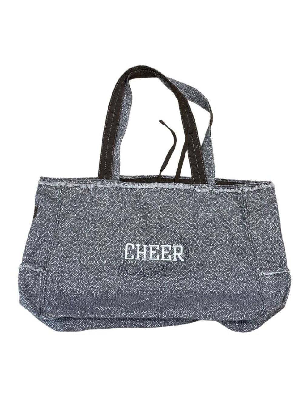Thirty One Retro Metro Tote‎ Bag Cheer and Megaphone Embroidered Micro Dot Print